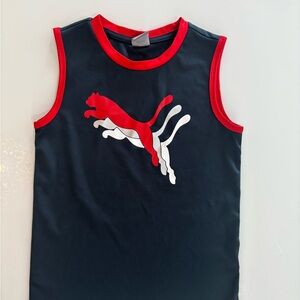 Puma Black Tank Top with Red and White Logo Trim